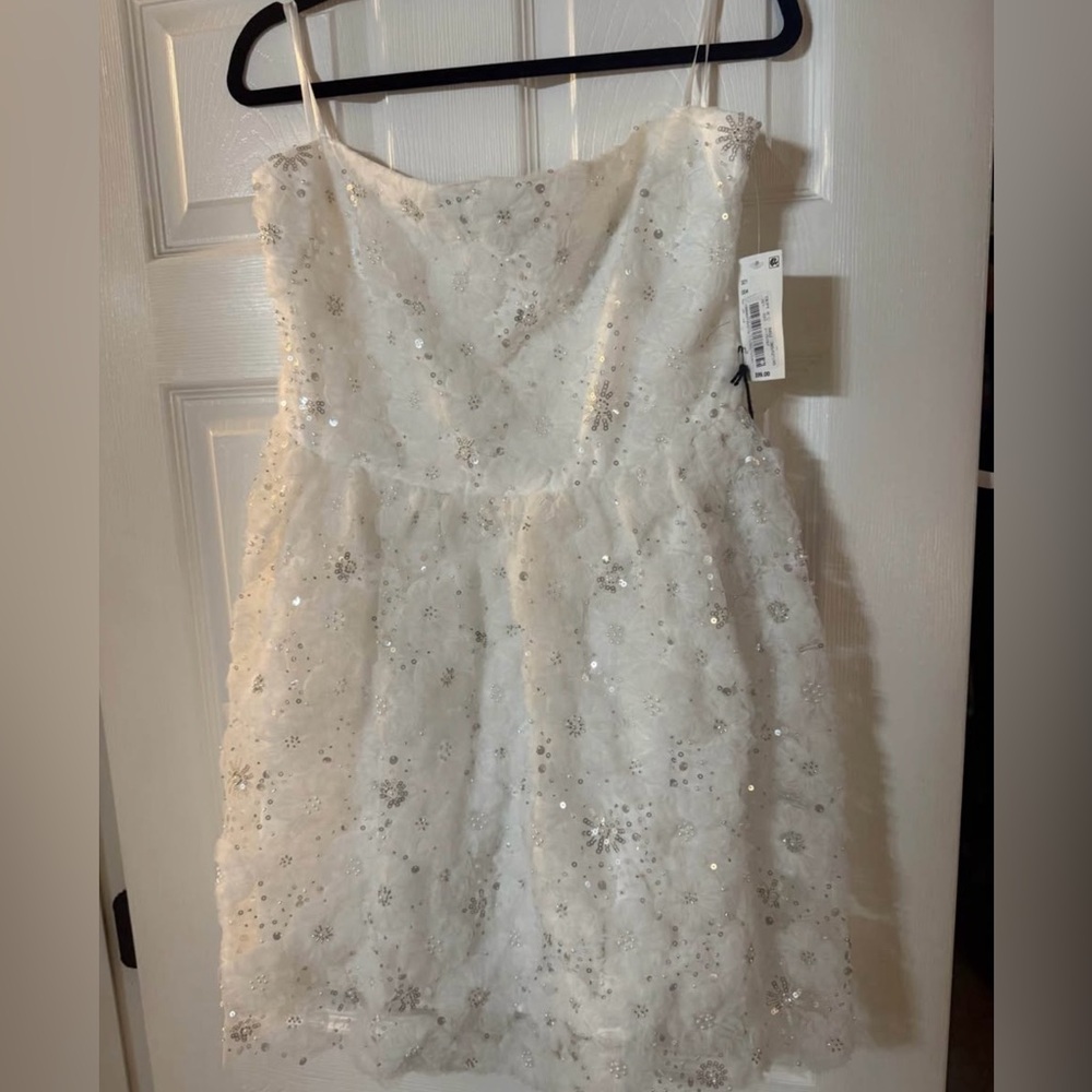 Chic White and Silver Mini Dress